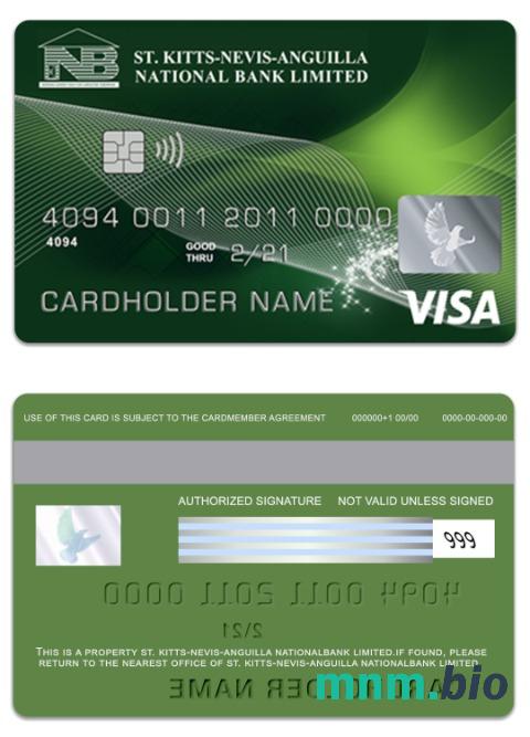 Saint Kitts and Nevis National Bank Limited visa debet karta przykład w formacie PSD
